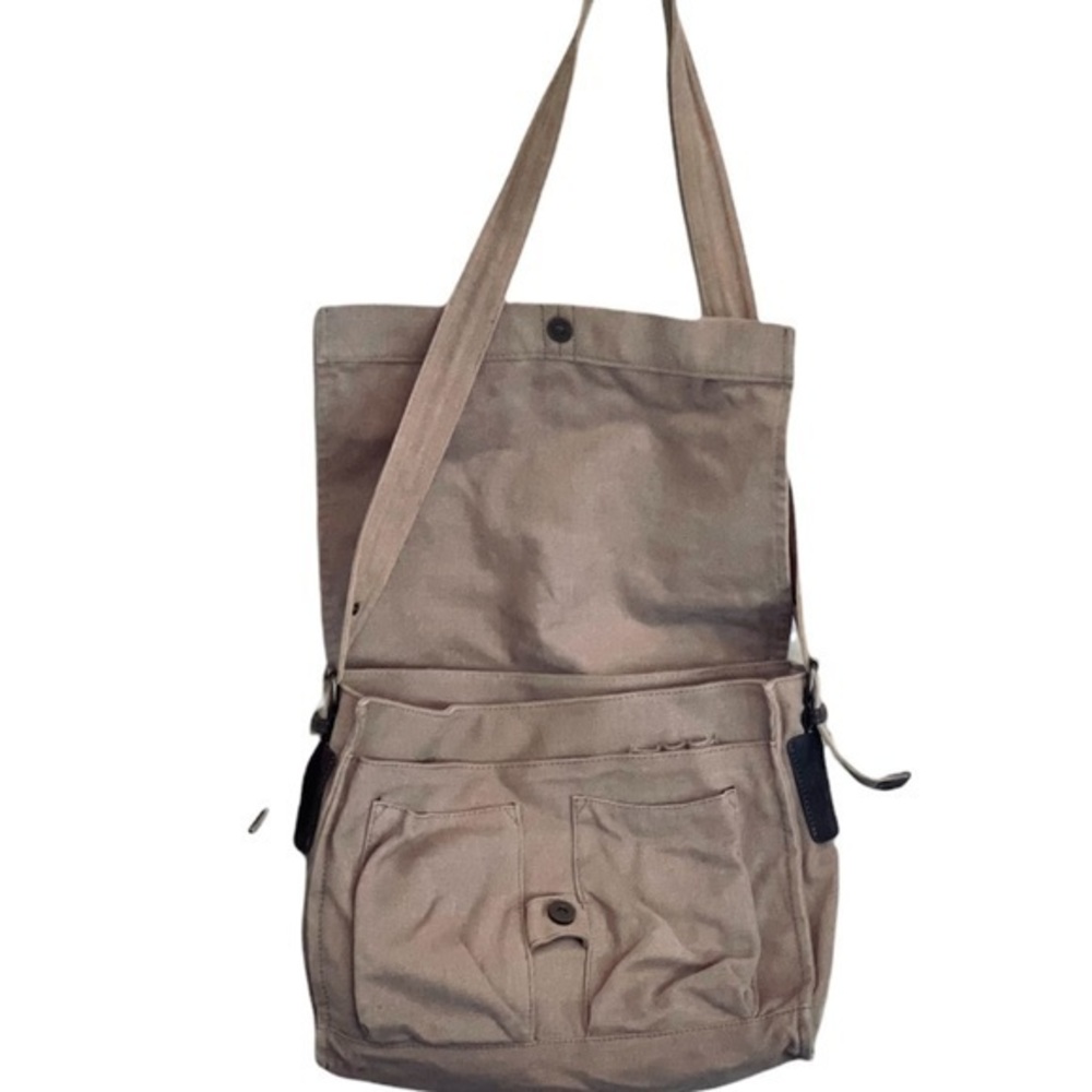 FOSSIL LARGE TAN CANVAS LARGE CROSSBODY BAG - Picture 6 of 13